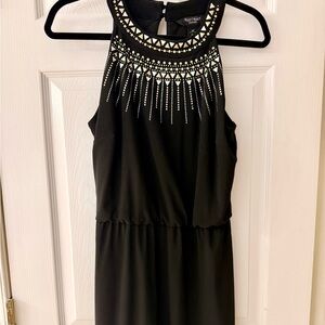 White House Black Market Black Mini Dress with Metallic Stud Detail